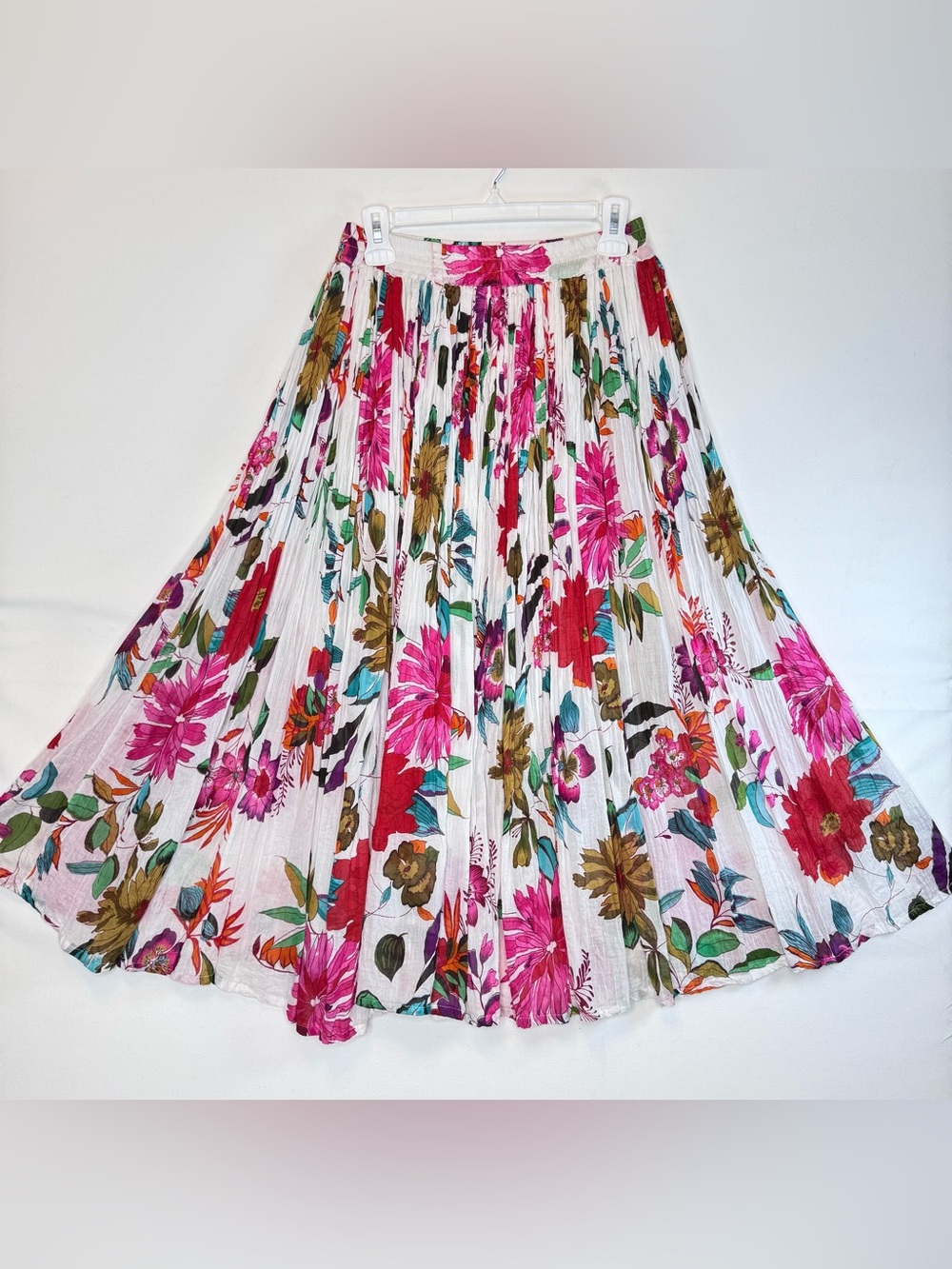 The Magic Scarf Company Boho Prairie Broomstick Floral Maxi Skirt cotton one sz